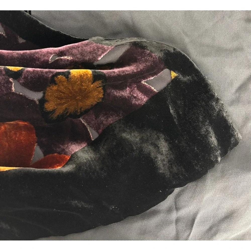 Floral Burnout Velvet Scarf Purple Orange Gold Sheer Evening Wrap Long 2459